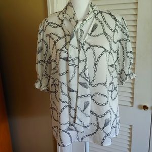 The Limited Black & White Necktie Blouse